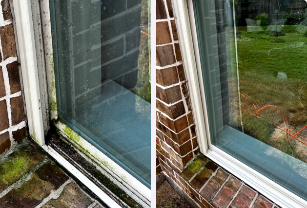 Before and after window cleaning